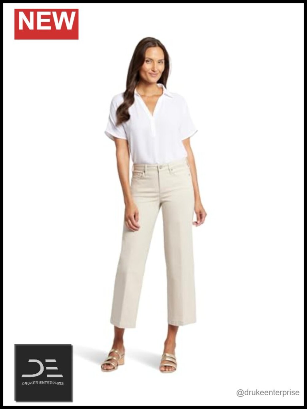 NYDJ Women's Teresa Wide Leg Ankle Jeans High Rise Stretch Cotton Blend